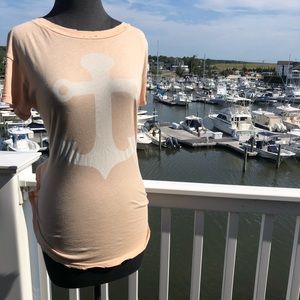Wildfox Peach Anchor Cruise Tee T-shirt Medium NWT